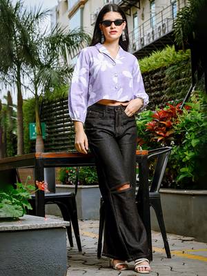  lavender cotton linen bishopsleeve formal shirt style top 5