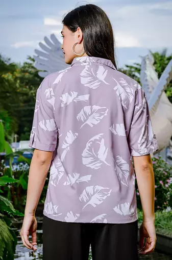  purple liva collar shirt style top