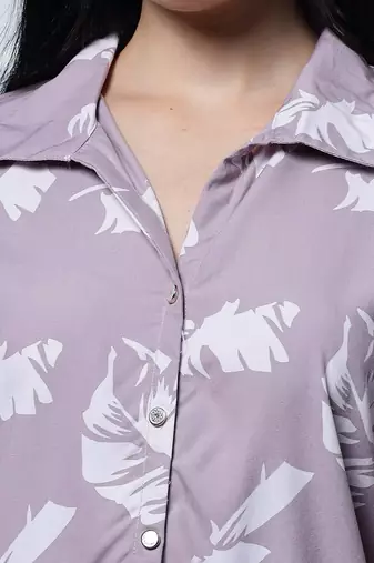  purple liva collar shirt style top