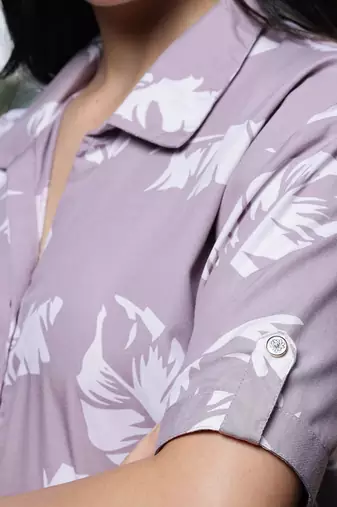  purple liva collar shirt style top