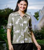  green liva collaredshirt style top