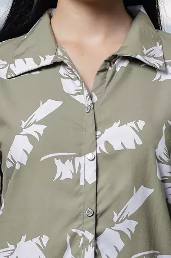  green liva collaredshirt style top