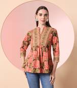  peach pure cotton gathered or pleated top