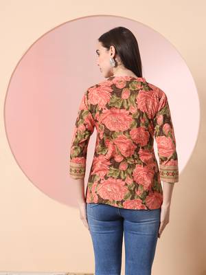  peach pure cotton gathered or pleated top 3