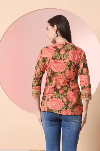  peach pure cotton gathered or pleated top