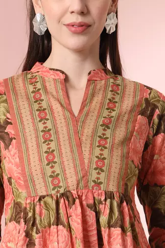  peach pure cotton gathered or pleated top