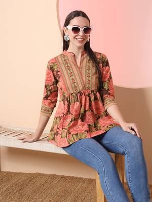  peach pure cotton gathered or pleated top 5