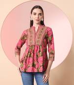  pink pure cotton gathered or pleated top