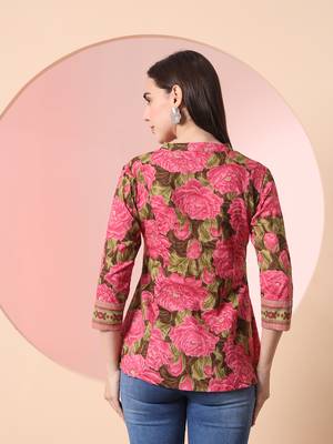 pink pure cotton gathered or pleated top 3