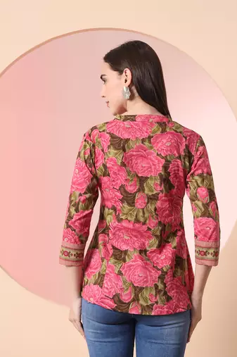  pink pure cotton gathered or pleated top