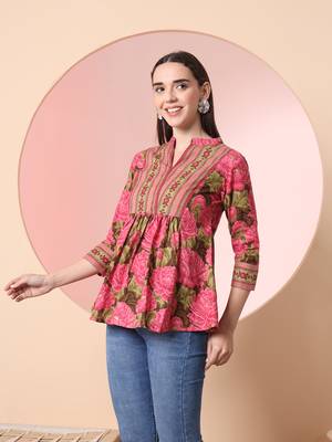  pink pure cotton gathered or pleated top 5