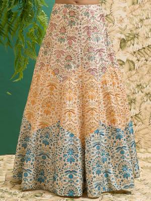off white printed art silk wedding lehenga set choli with dupatta with dupatta 8