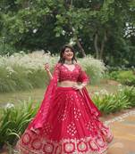 PINK  DESIGNER WEDDING WEAR  EMBROIDERED WORK LEHENGA CHOLI 