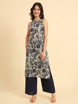  blue cotton ethnic motifs straight kurta 1