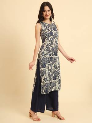  blue cotton ethnic motifs straight kurta 2