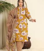  mustard pure cotton kurta dupatta pant set with handwork