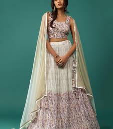 white digital printed georgette lehenga set choli with dupatta