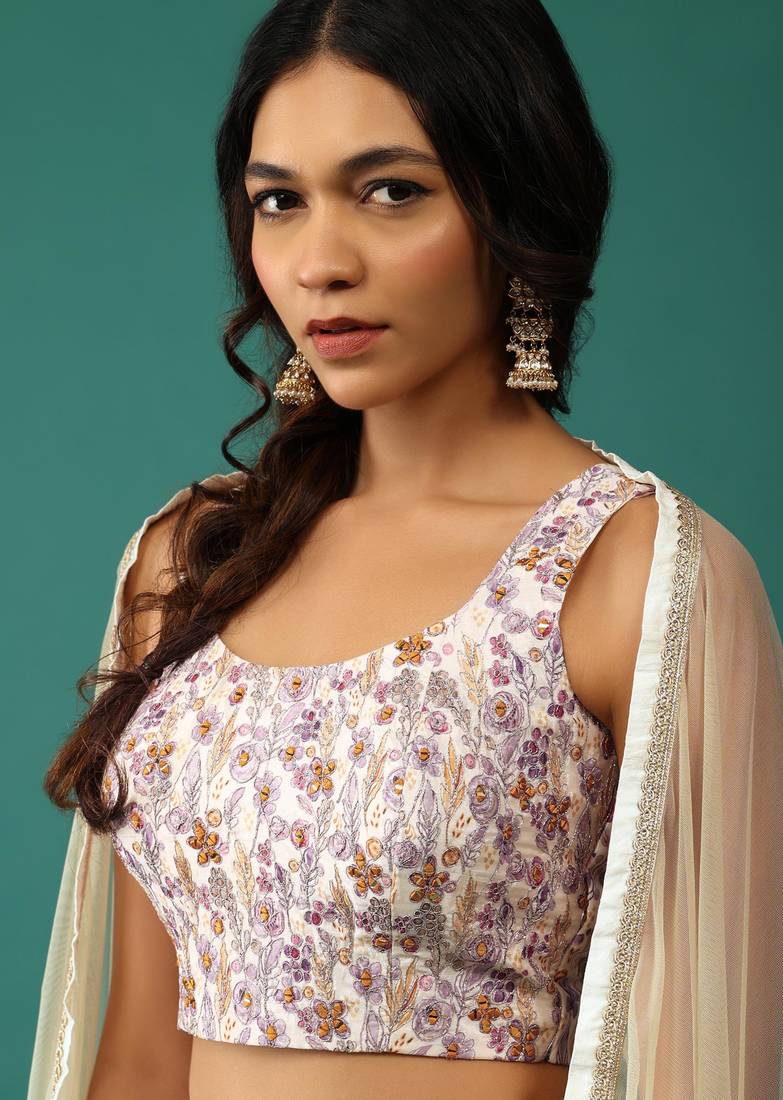 Enchanting White Digital Printed Georgette Function Wear Lehenga Choli