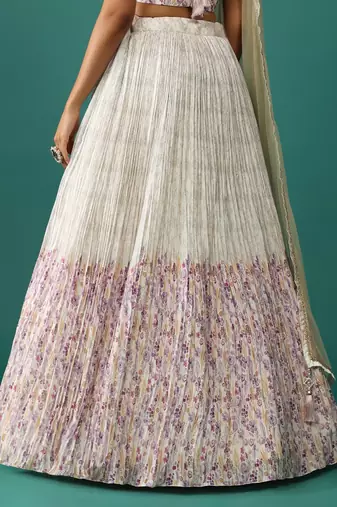 white digital printed georgette lehenga set choli with dupatta