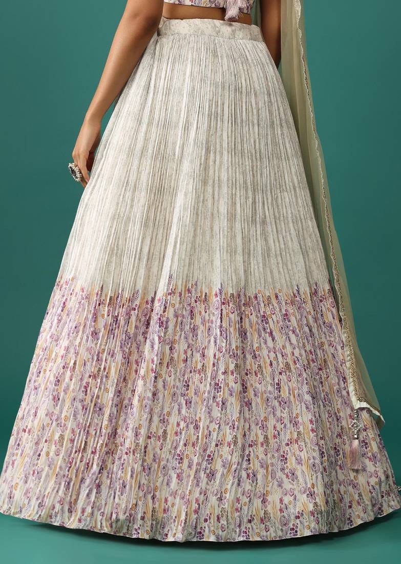 Enchanting White Digital Printed Georgette Function Wear Lehenga Choli