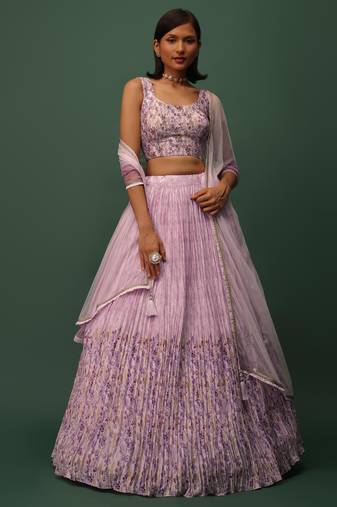 Wonderful Pink Digital Printed Georgette Function Wear Lehenga Choli