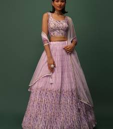 pink digital printed georgette lehenga set choli with dupatta