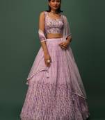 Wonderful Pink Digital Printed Georgette Function Wear Lehenga Choli