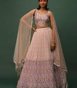 Marvelous Beige Digital Printed Georgette Function Wear Lehenga Choli