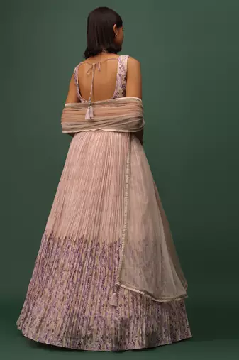 marvelous beige digital printed georgette lehenga set choli with dupatta