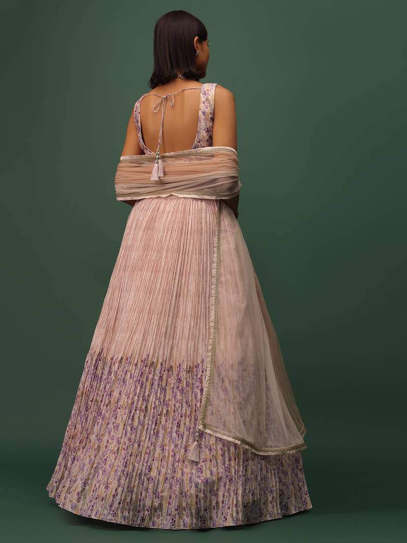 Marvelous Beige Digital Printed Georgette Function Wear Lehenga Choli