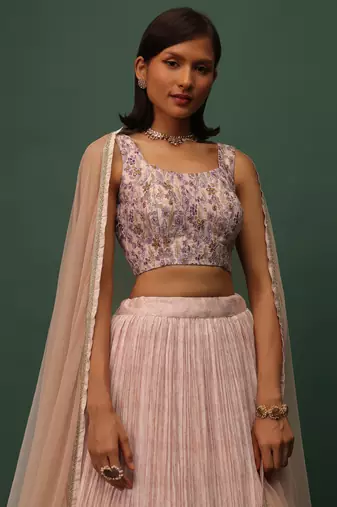marvelous beige digital printed georgette lehenga set choli with dupatta
