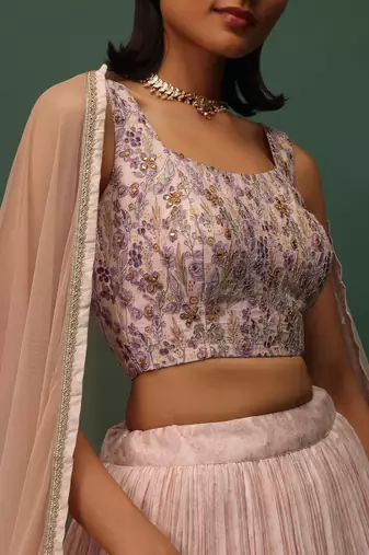 marvelous beige digital printed georgette lehenga set choli with dupatta