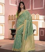 Green pure cotton ikkat silk saree
