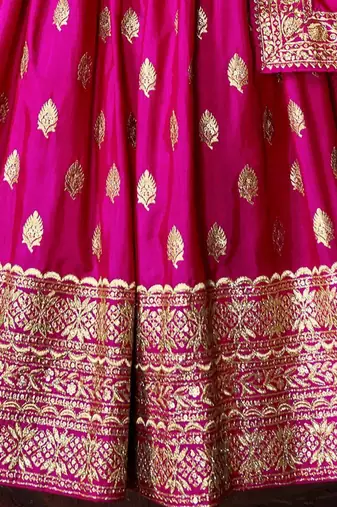 Fabulous Pink Sequins Zari Embroidered Art Silk Wedding Designer Lehenga Choli with Dupatta