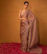Brown organza saree