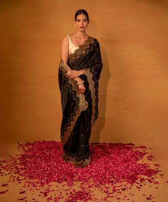 Black organza saree 1