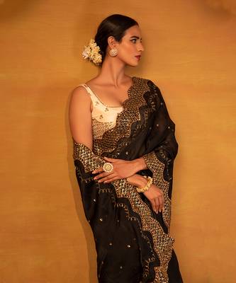 Black organza saree 2