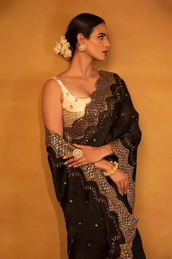 Black organza saree