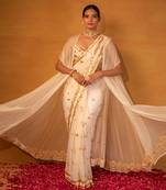 Off white net saree