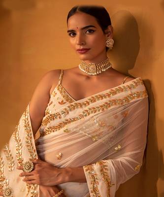 Off white net saree 2