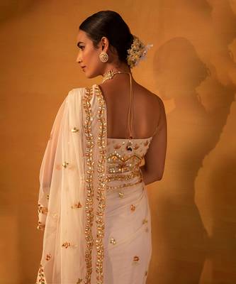 Off white net saree 3