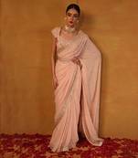 Blush pink georgette saree