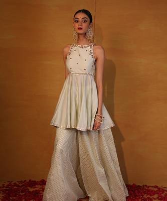 Mint green embellished kurta set 2