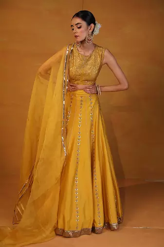 Mustard Embellished Lehenga Set
