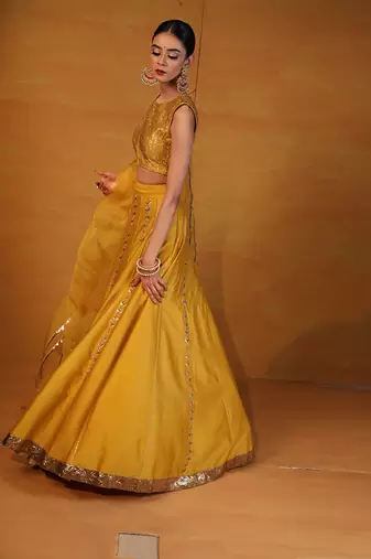 Mustard Embellished Lehenga Set