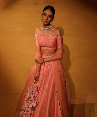 Blush Pink Embroiderd Lehenga Set. 4