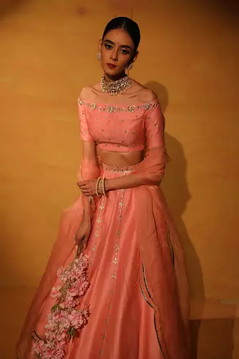 Blush Pink Embroiderd Lehenga Set.