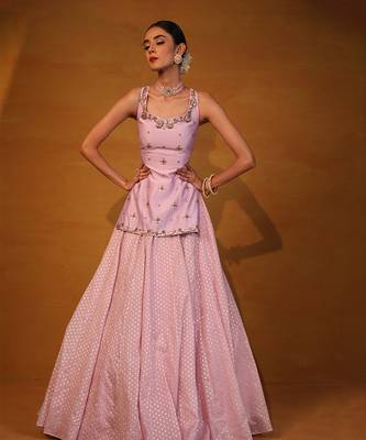 Pastel Lavender Embellished Lehenga Set 1