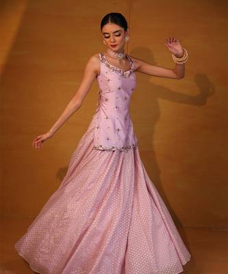 Pastel Lavender Embellished Lehenga Set 2