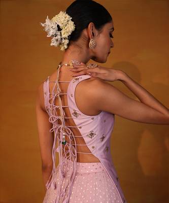 Pastel Lavender Embellished Lehenga Set 3